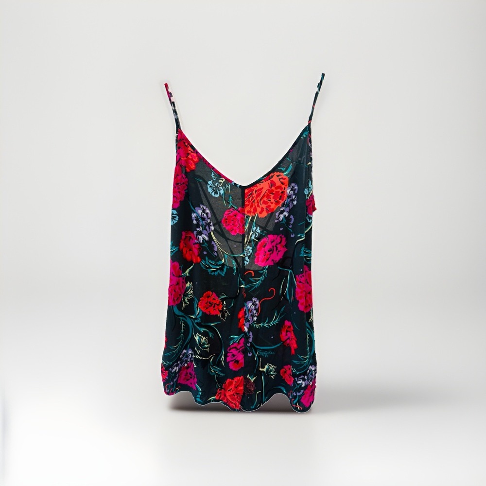 NWT Obey Jinx Black Floral Print V-Neck Romper Adjustable Straps Viscose Sz L